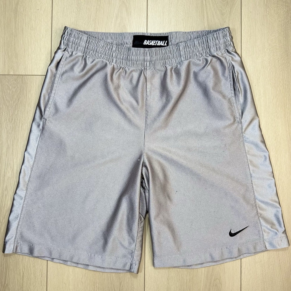 Y2K Nike Basketball Gray Mesh Shorts Men's Large‎ Elastic Waist Pockets Athletic